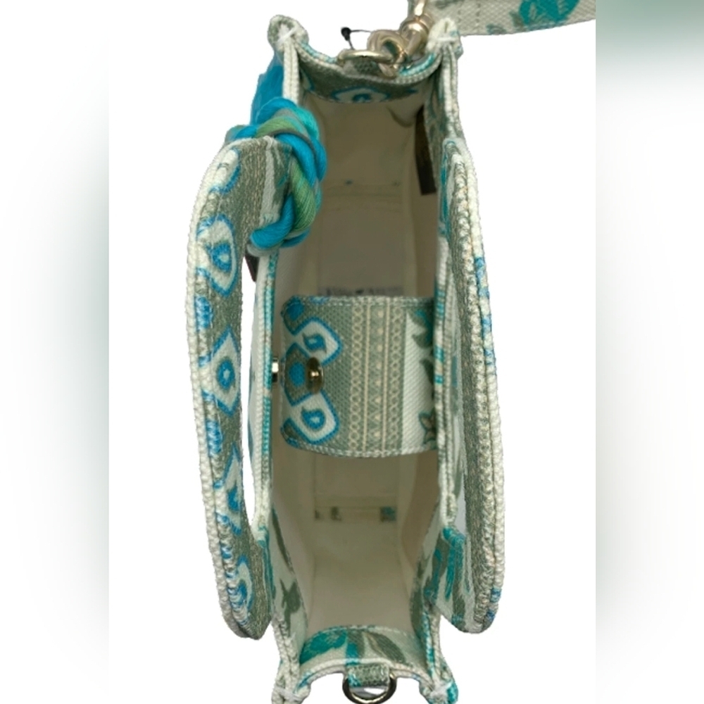 Vince Camuto Printed Small Canvas Tote Oriel Spanish Floral In Turquoise Multi - Picture 4 of 4